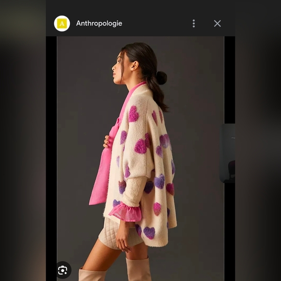 Anthroplogie X Textured Heart Knit Open Front Soft Luxe Cardigan Size Os NIP$240 - Picture 4 of 15